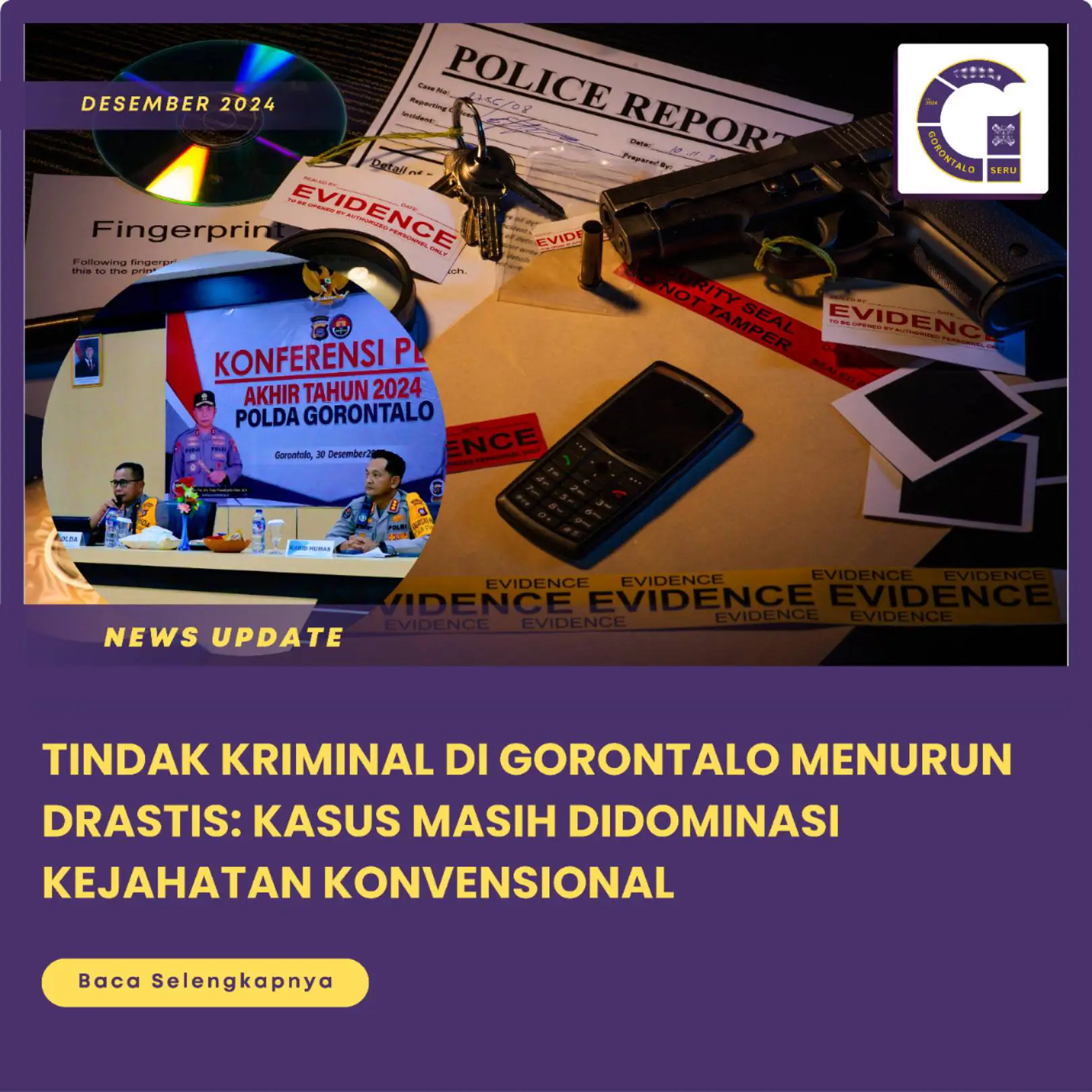 Kasus Kejahatan Menurun, Penyelesaian Meningkat: Kriminal di Gorontalo Masih Didominasi Kejahatan Konvensional