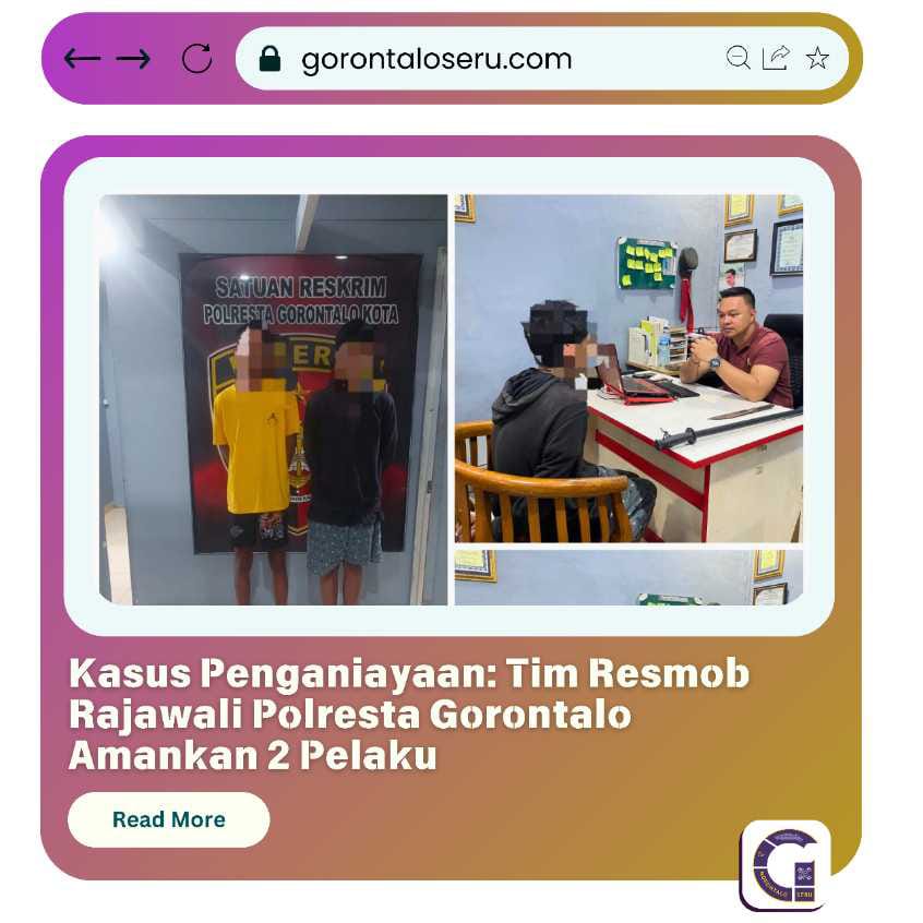 Kasus Penganiayaan di Gorontalo: Tim Resmob Rajawali Polresta Gorontalo Kota Tangkap Dua Pelaku