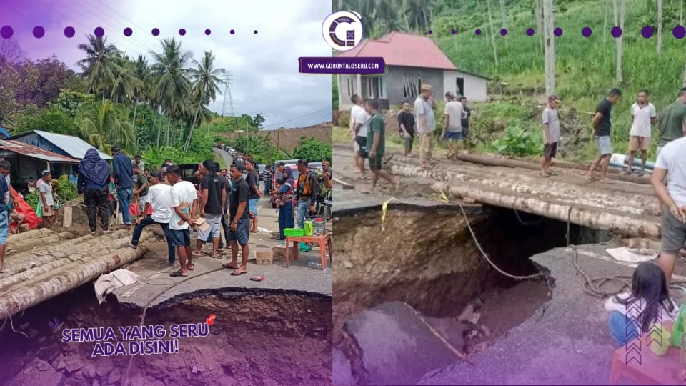 Jalan Trans Sulawesi Ambruk di Gorontalo Utara, Pengendara Terjebak 3 Hari: Warga Bikin Jembatan Darurat